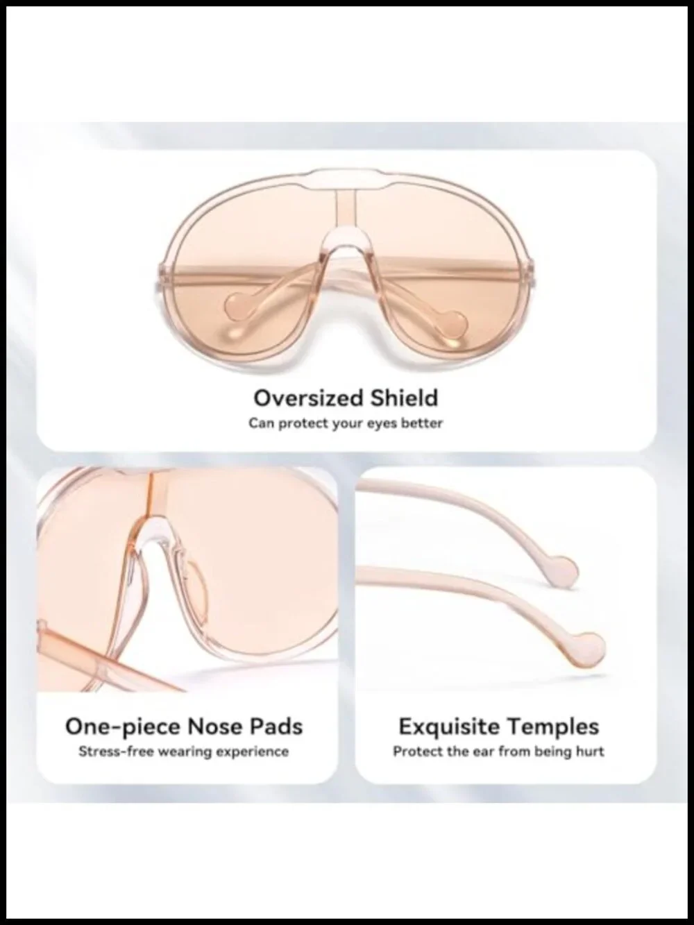 Oversized One Piece Shield Sunglasses UV400 UV Protected Wrap Around Adult